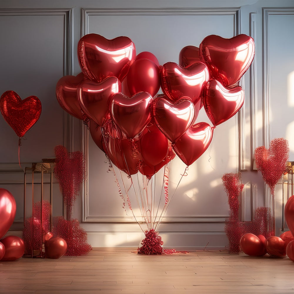 Valentines Photoshoot Backdrop Red Heart Balloons Backdrop BRP1-148