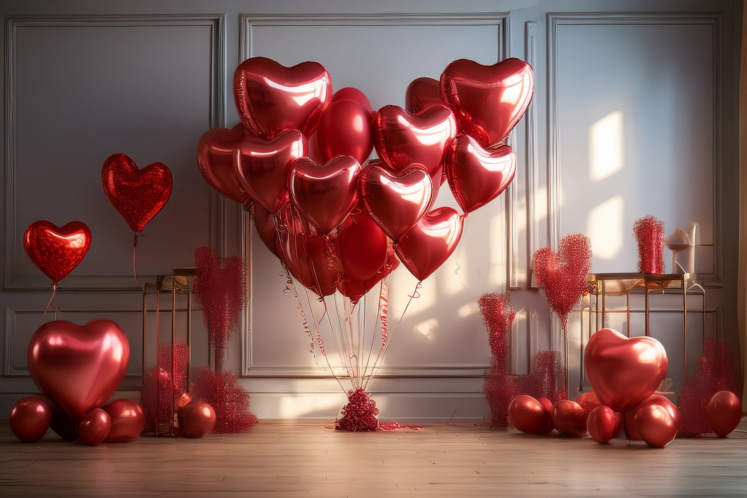 Valentines Photoshoot Backdrop Red Heart Balloons Backdrop BRP1-148