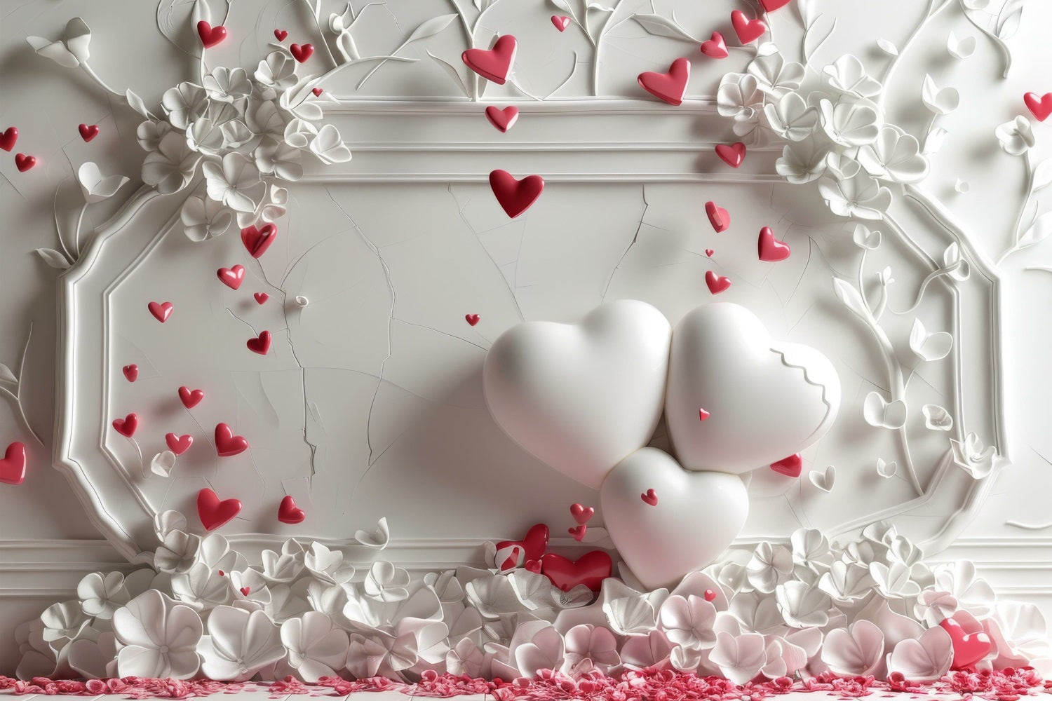 Backdrop Valentine's Day White Wall Heart Decor Backdrop BRP1-150