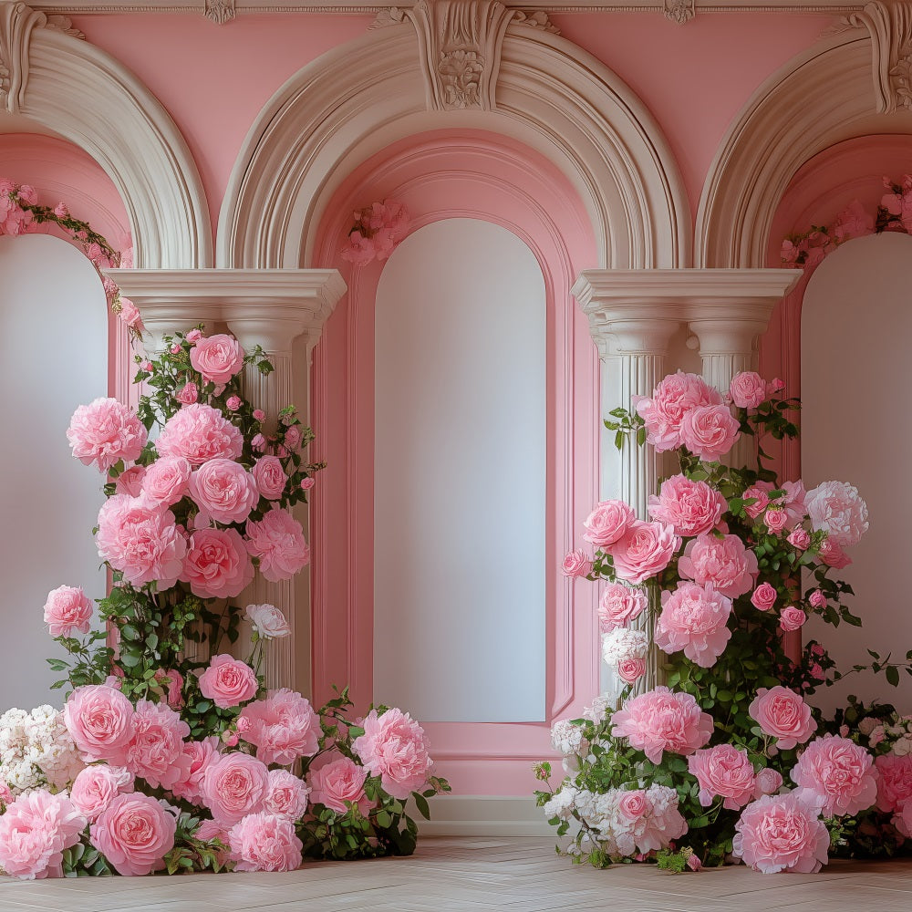 Photoshoot Valentines Backdrop Pink Flowered Archway Backdrop BRP1-152