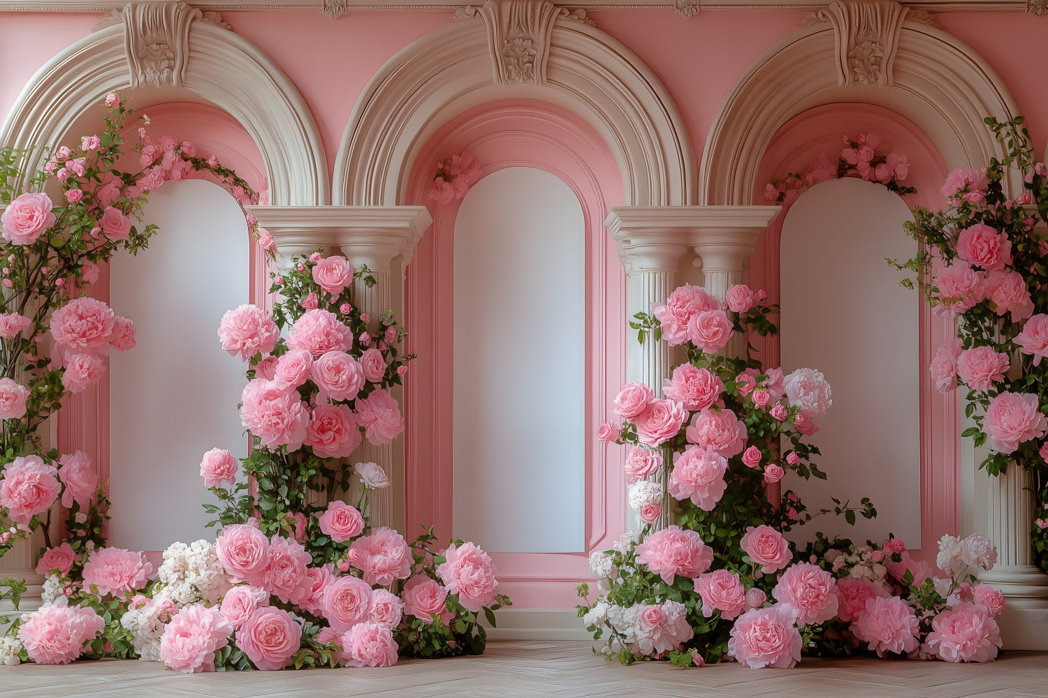 Photoshoot Valentines Backdrop Pink Flowered Archway Backdrop BRP1-152