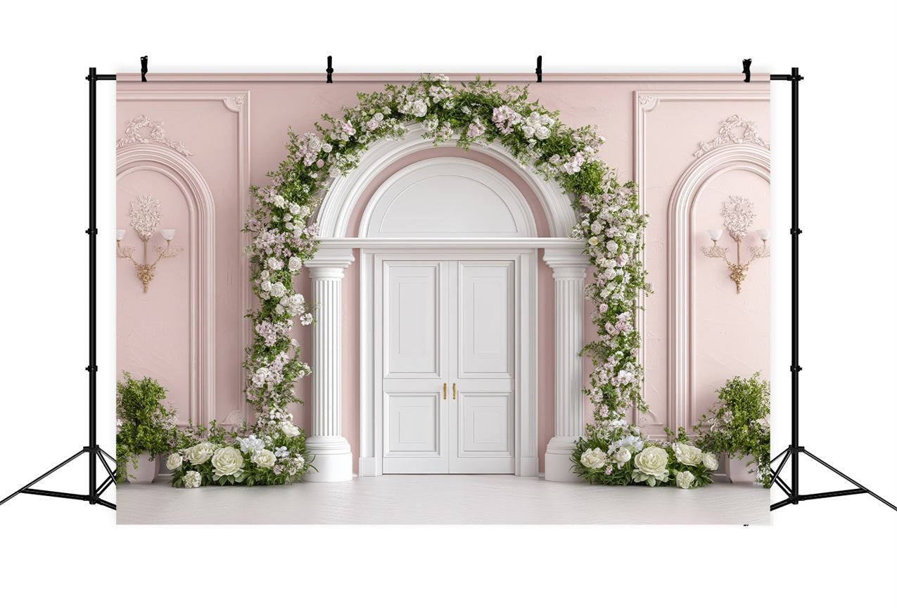 Backdrop Valentine French Door Surrounded Blossoms Backdrop BRP1-153