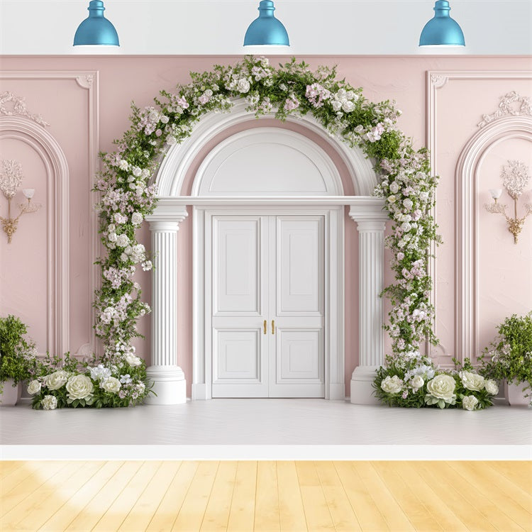 Backdrop Valentine French Door Surrounded Blossoms Backdrop BRP1-153