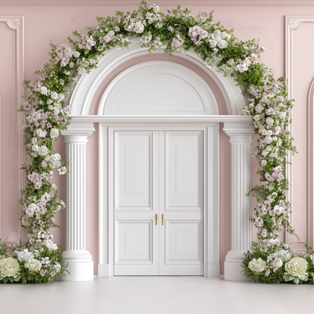 Backdrop Valentine French Door Surrounded Blossoms Backdrop BRP1-153