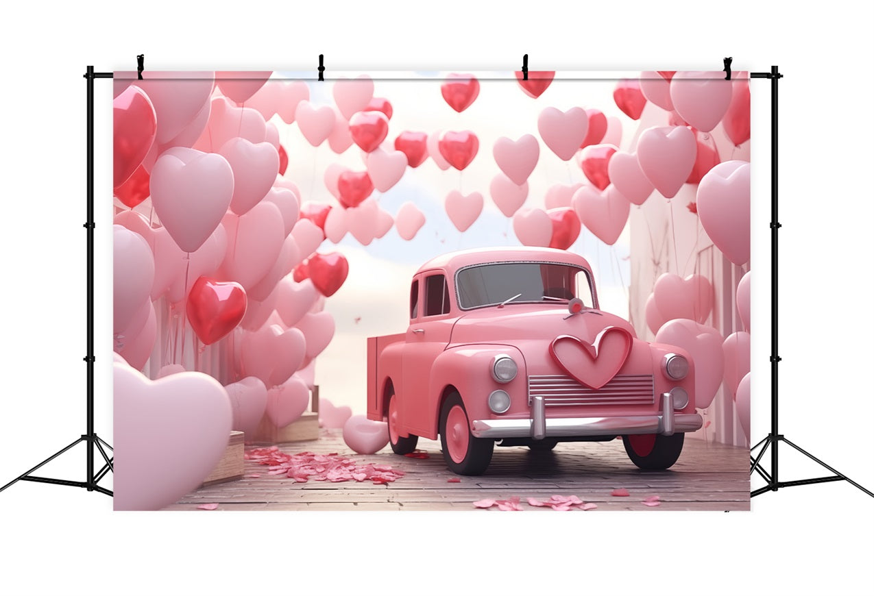 Backdrop Valentines Heart Balloon Love-Themed Truck Backdrop BRP1-154