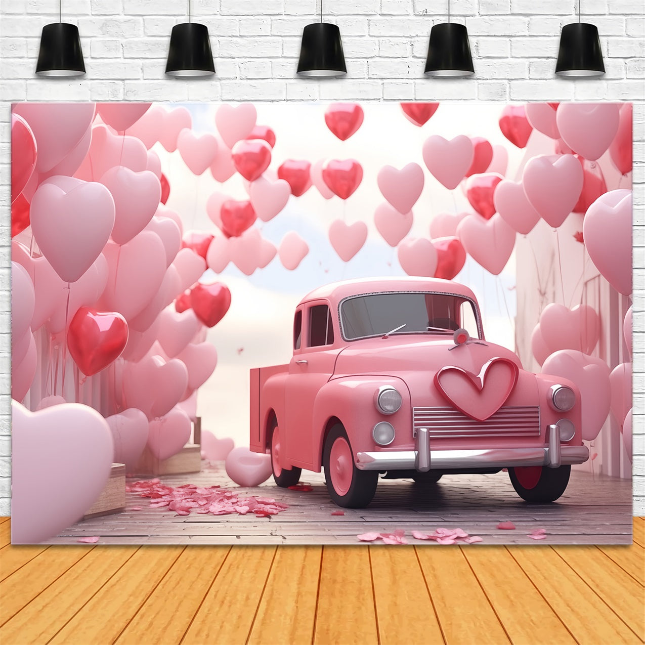 Backdrop Valentines Heart Balloon Love-Themed Truck Backdrop BRP1-154