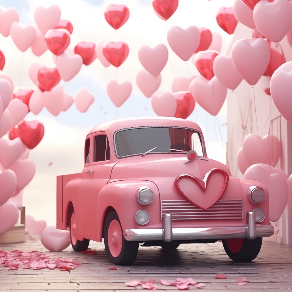 Backdrop Valentines Heart Balloon Love-Themed Truck Backdrop BRP1-154