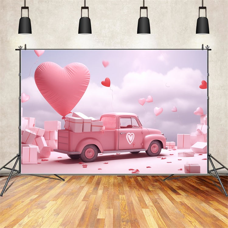 Valentines Day Backdrop Ideas Heart Balloon Gift Truck Backdrop BRP1-156