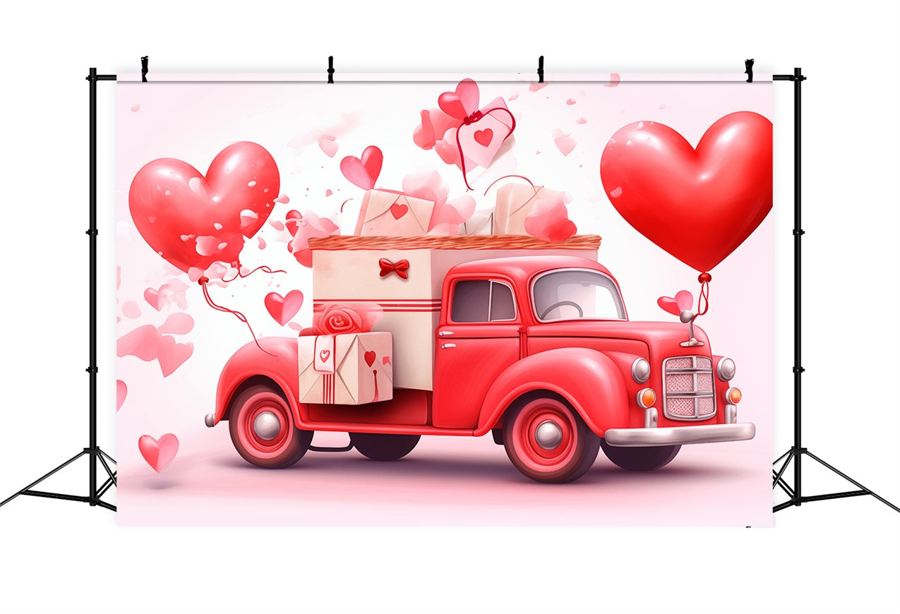 Valentine's Day Backdrops Heart Balloon Vintage Truck Backdrop BRP1-157