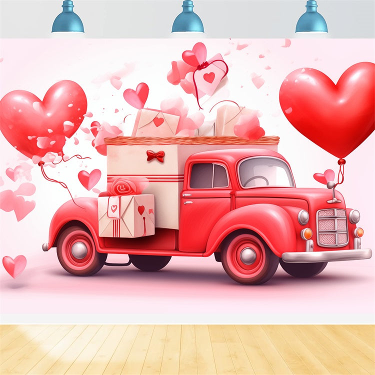 Valentine's Day Backdrops Heart Balloon Vintage Truck Backdrop BRP1-157