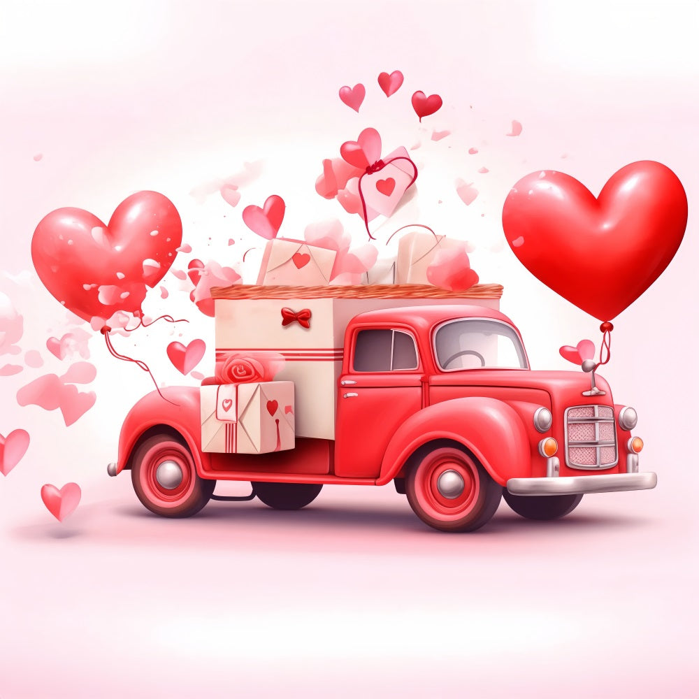 Valentine's Day Backdrops Heart Balloon Vintage Truck Backdrop BRP1-157