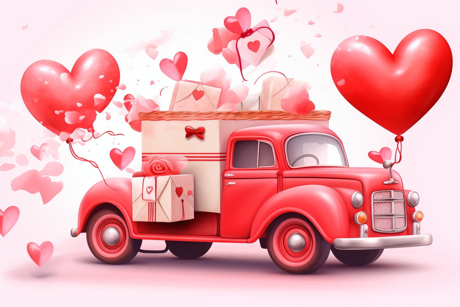 Valentine's Day Backdrops Heart Balloon Vintage Truck Backdrop BRP1-157