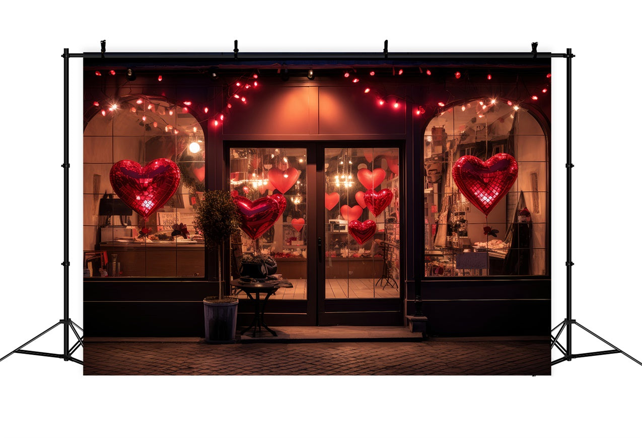 Valentine Day Backdrop Heart Balloon Evening Window Backdrop BRP1-161