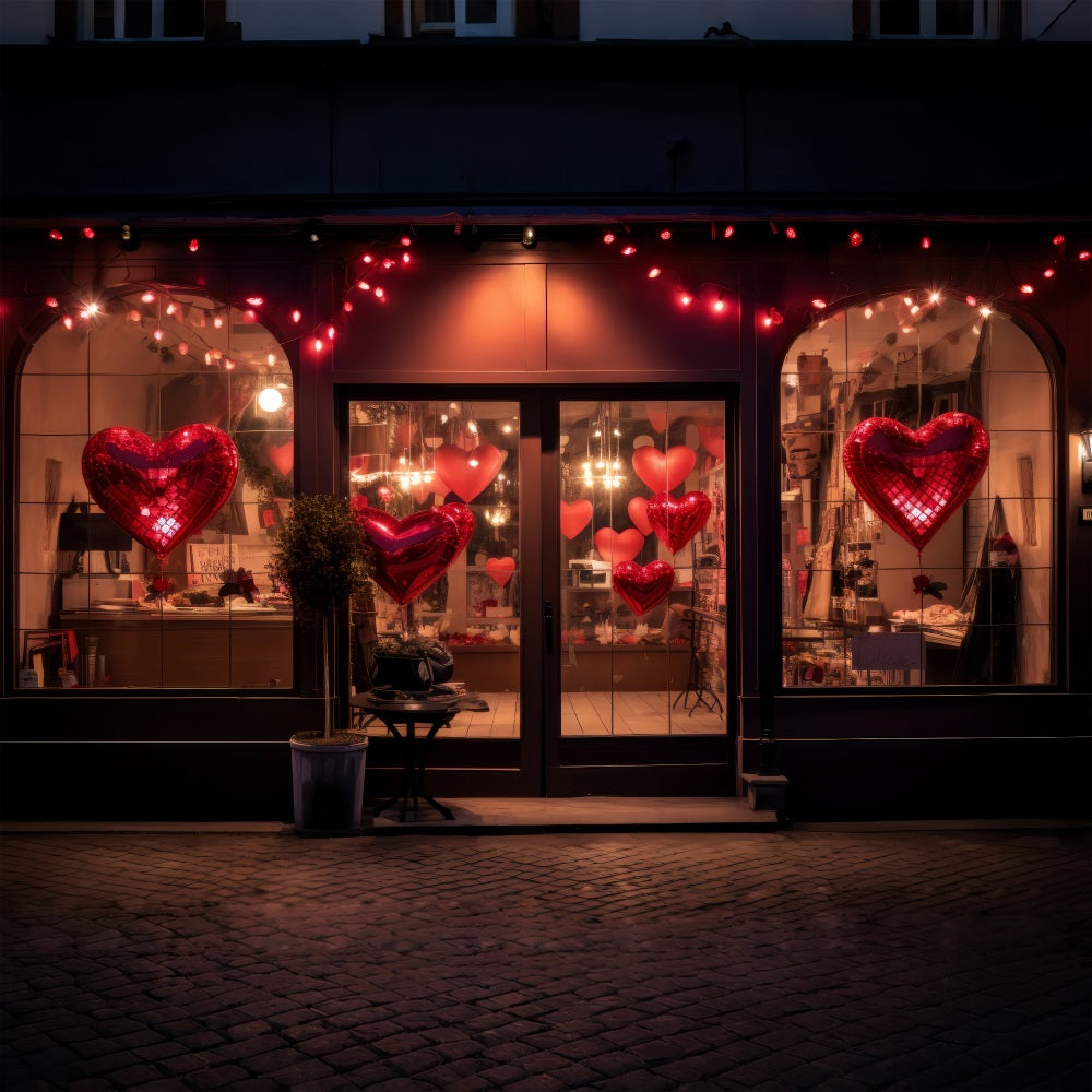 Valentine Day Backdrop Heart Balloon Evening Window Backdrop BRP1-161