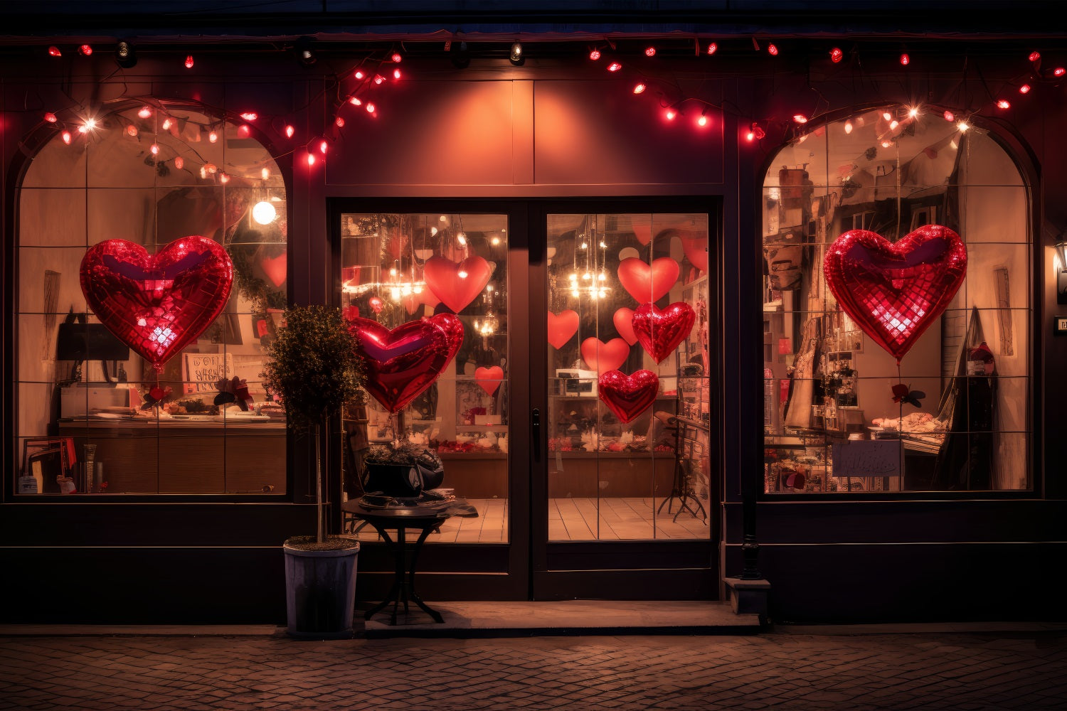 Valentine Day Backdrop Heart Balloon Evening Window Backdrop BRP1-161