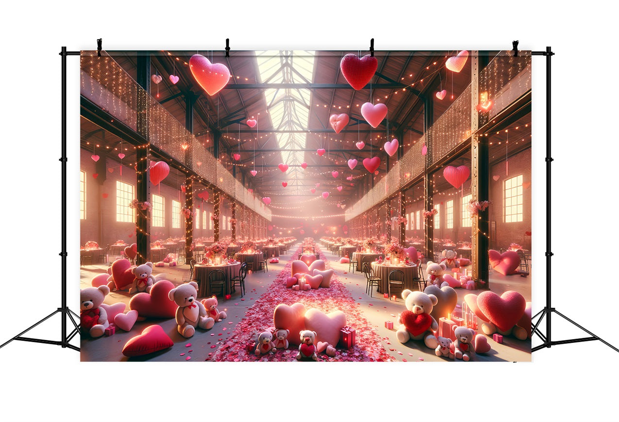 Valentines Day Backdrops Teddy Rose Petals Table Backdrop BRP1-163