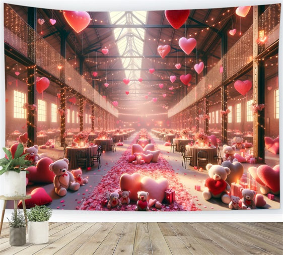 Valentines Day Backdrops Teddy Rose Petals Table Backdrop BRP1-163