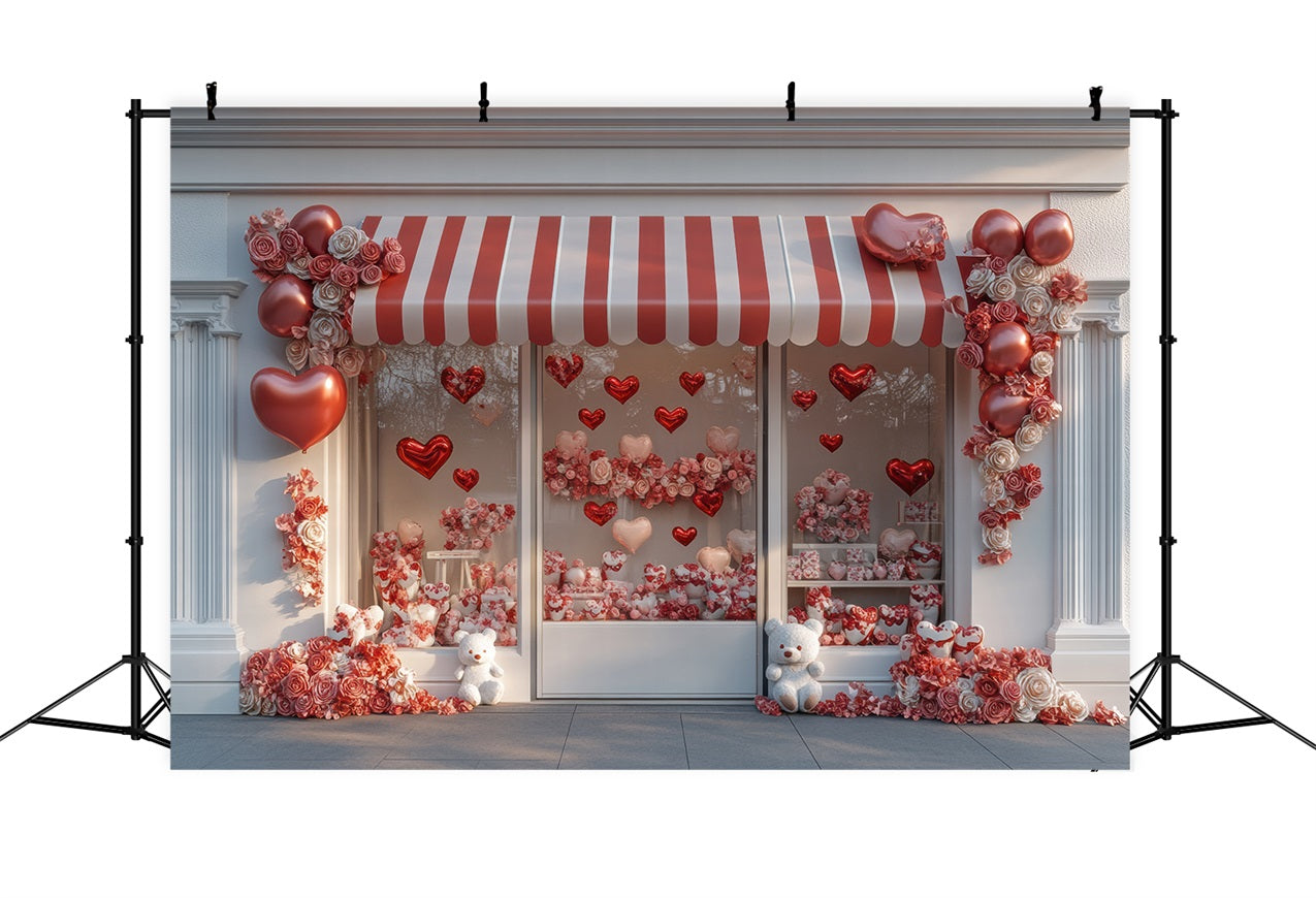 Valentine Photo Backdrops Heart Balloons Roses Window Backdrop BRP1-165