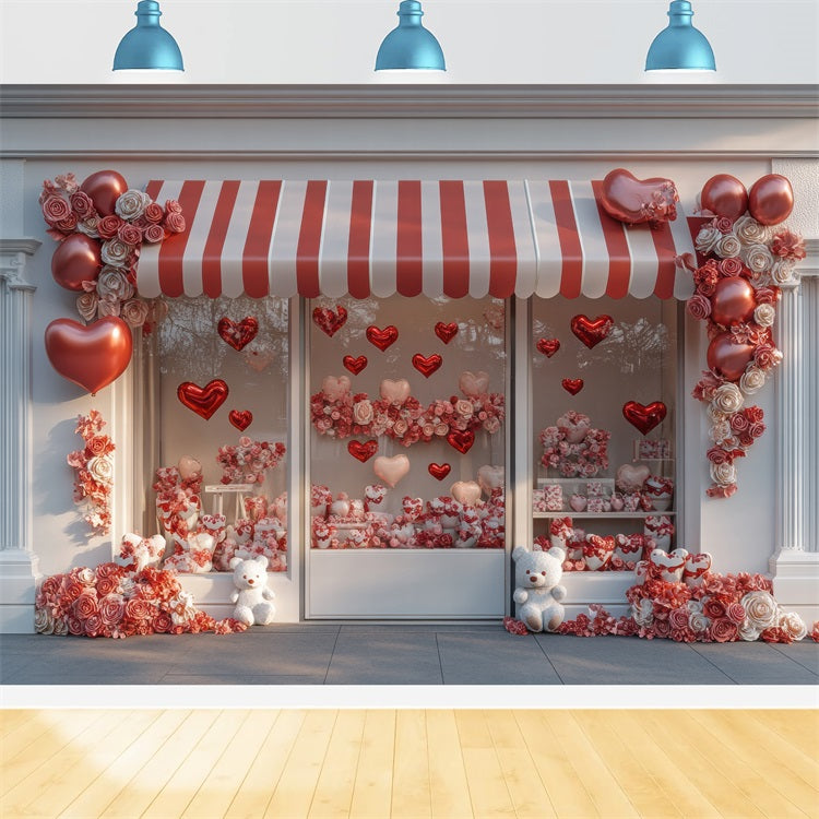 Valentine Photo Backdrops Heart Balloons Roses Window Backdrop BRP1-165