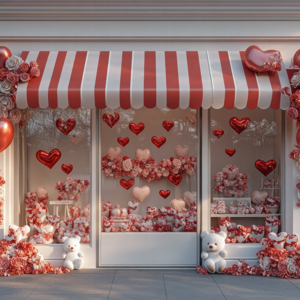 Valentine Photo Backdrops Heart Balloons Roses Window Backdrop BRP1-165