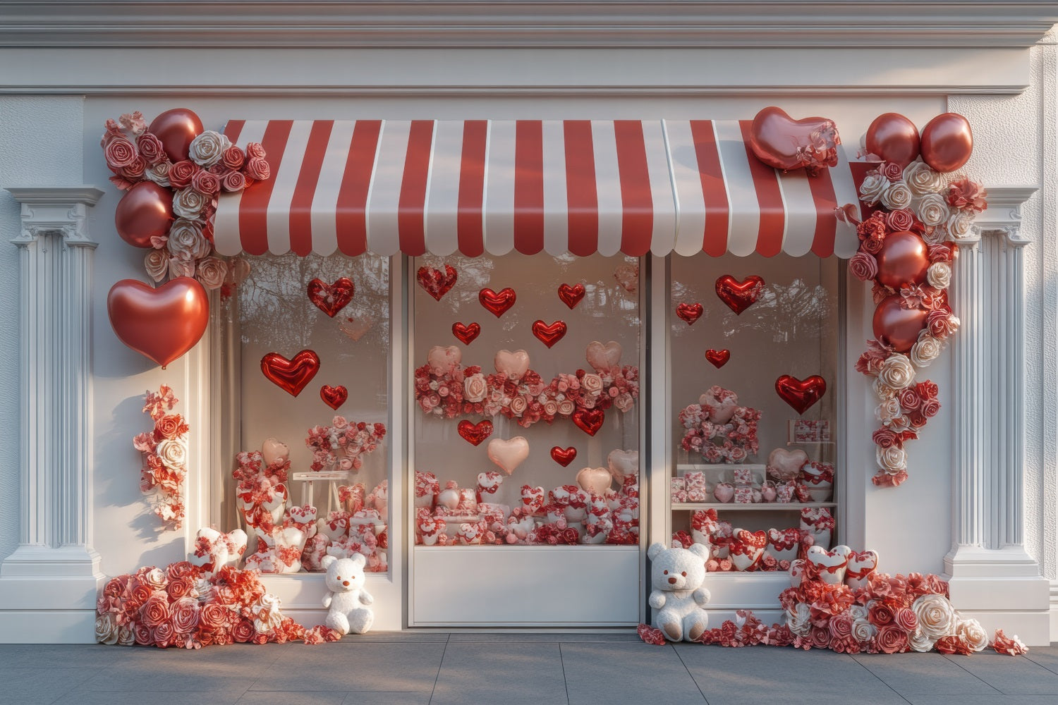 Valentine Photo Backdrops Heart Balloons Roses Window Backdrop BRP1-165