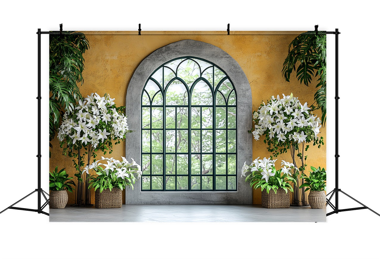 Photo Backdrop Spring Elegant Window White Lilies Backdrop BRP1-17