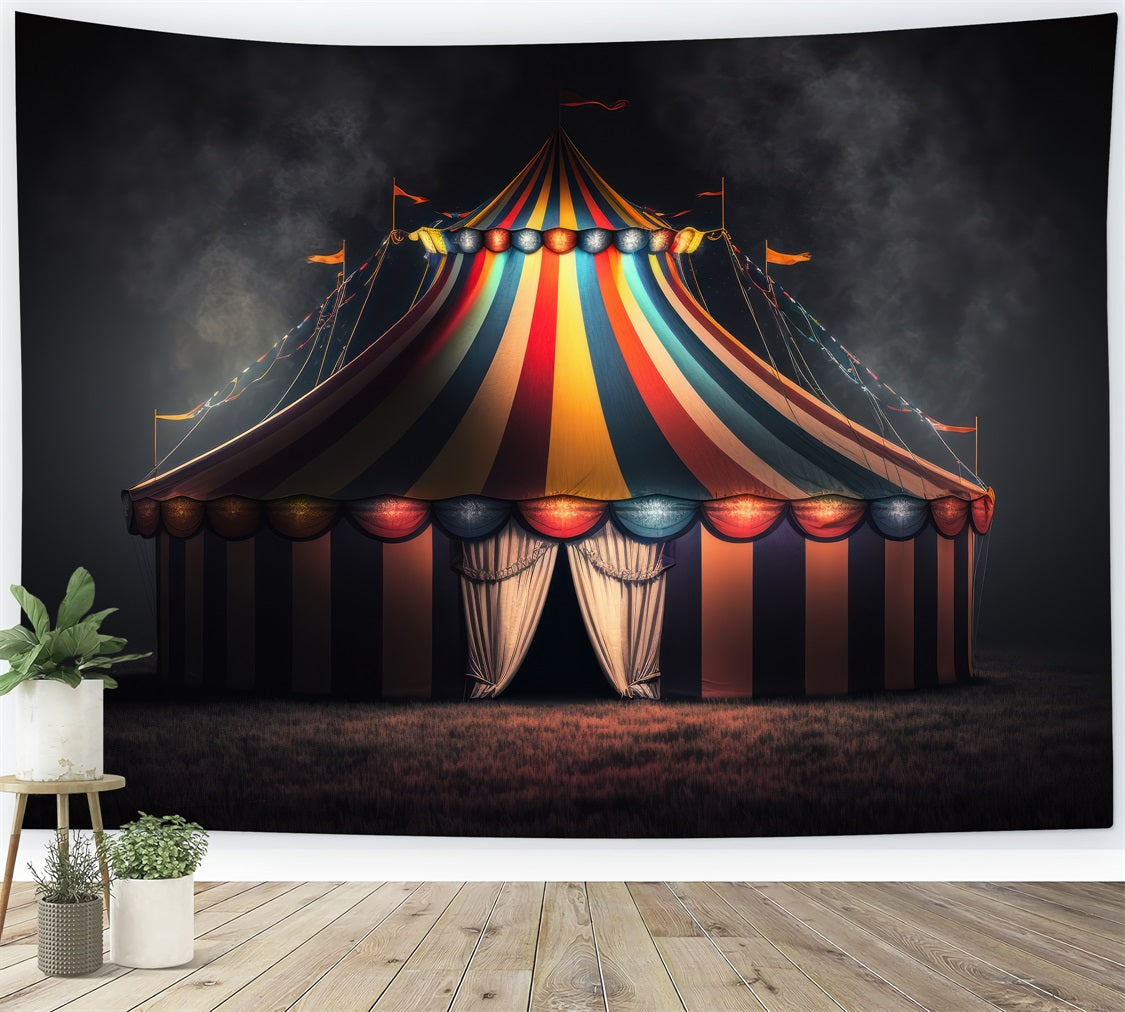 Circus Backdrop Photography Enchanting Nighttime Tent Backdrop BRP1-172