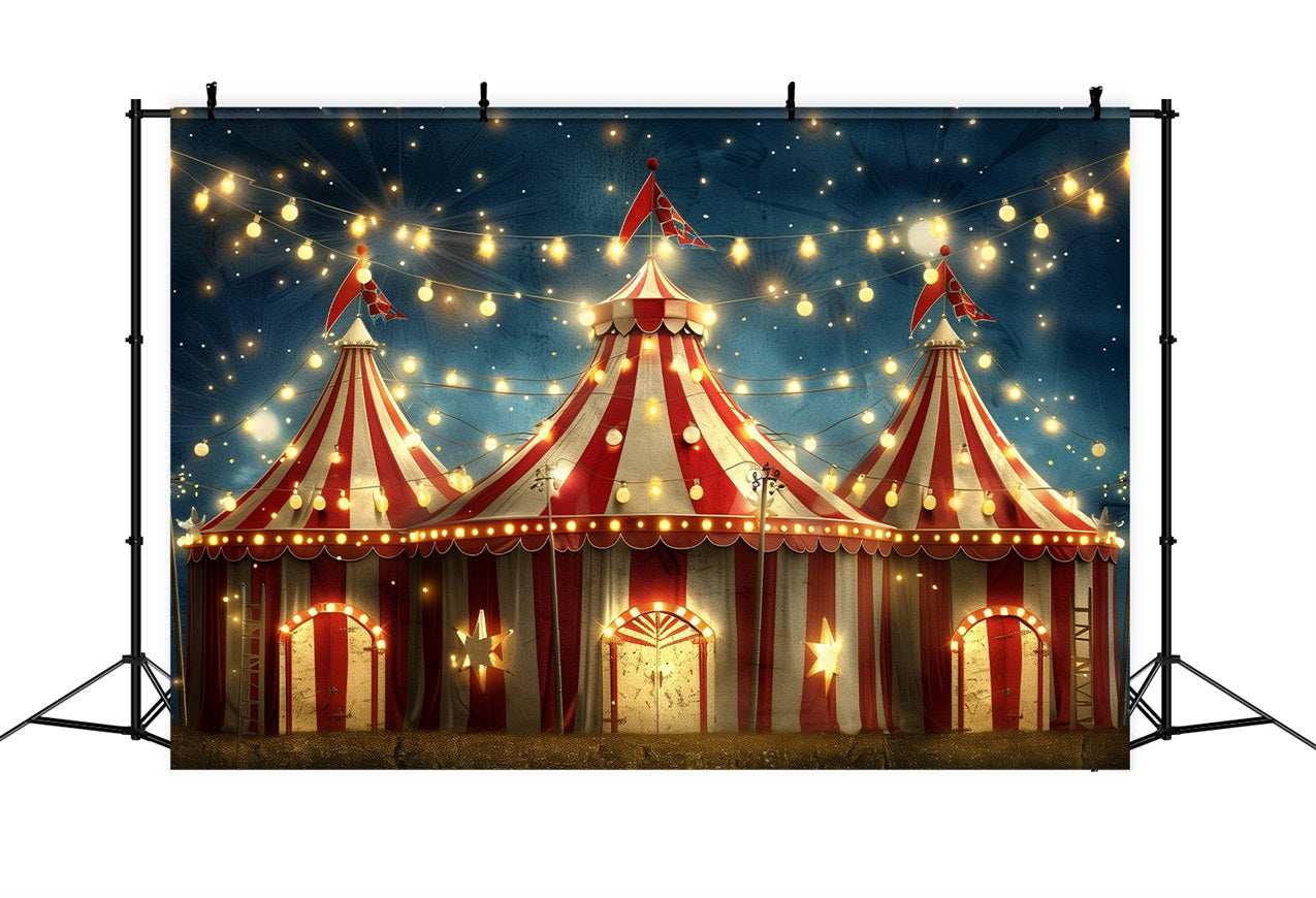 Circus Backdrop Red Striped Carnival Tents Lights Backdrop BRP1-174