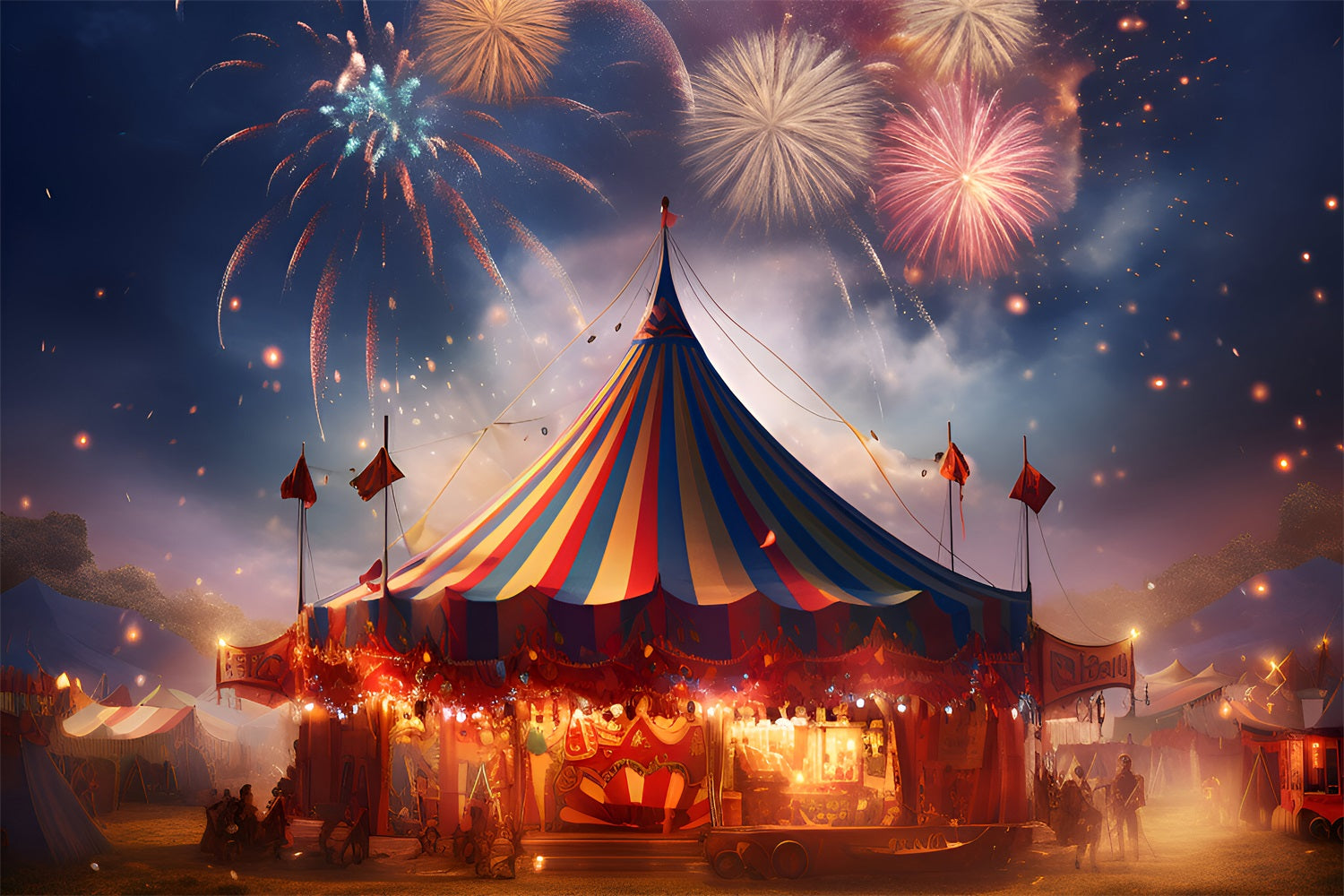 Circus Photo Backdrop Colorful Carnival Tent Firework Backdrop BRP1-179