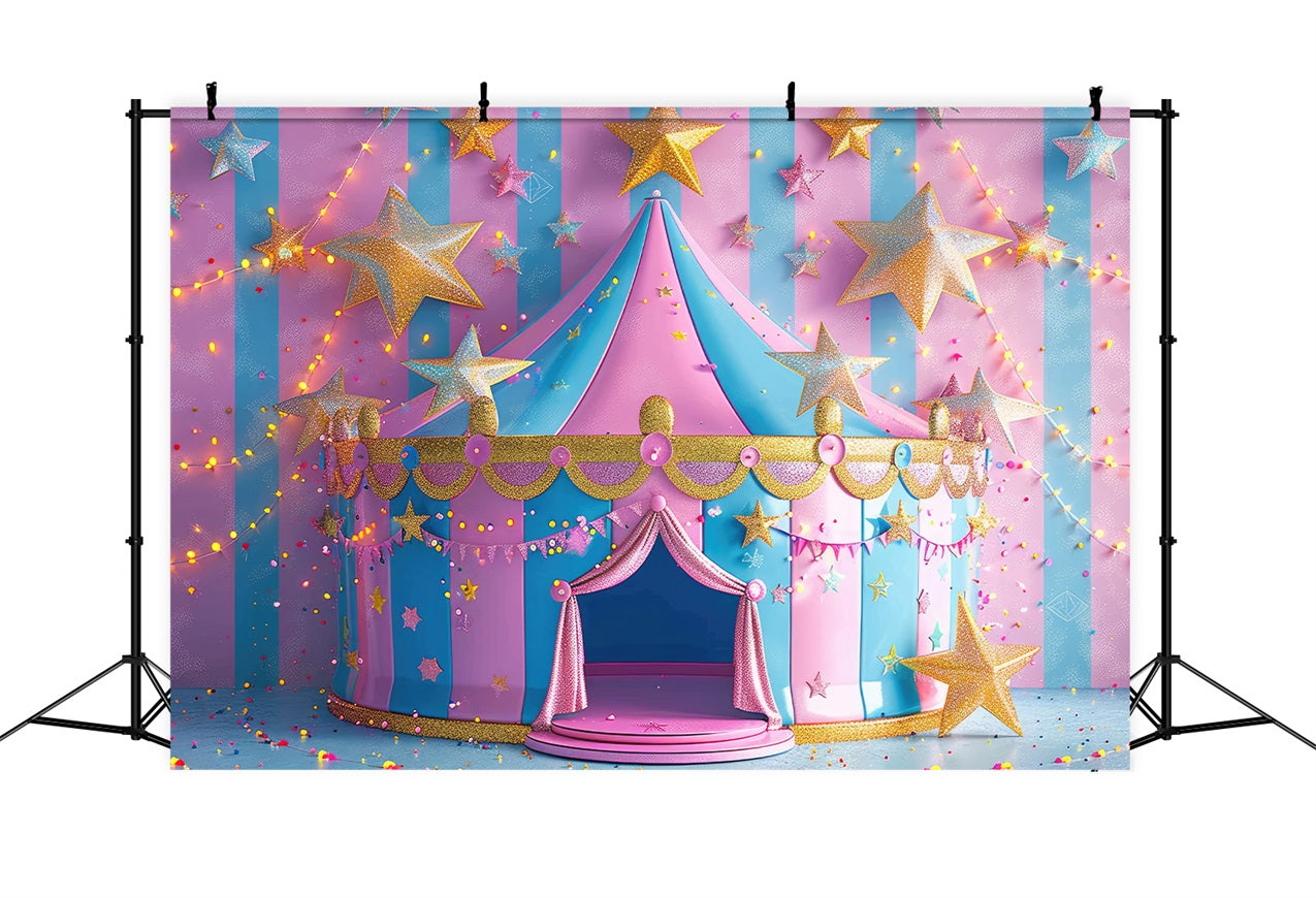 Circus Carnival Backdrop Pink Blue Starry Tent Backdrop BRP1-183