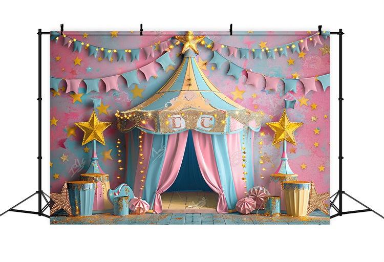 Carnival Tent Backdrop Pink Blue Starry Scene Backdrop BRP1-184