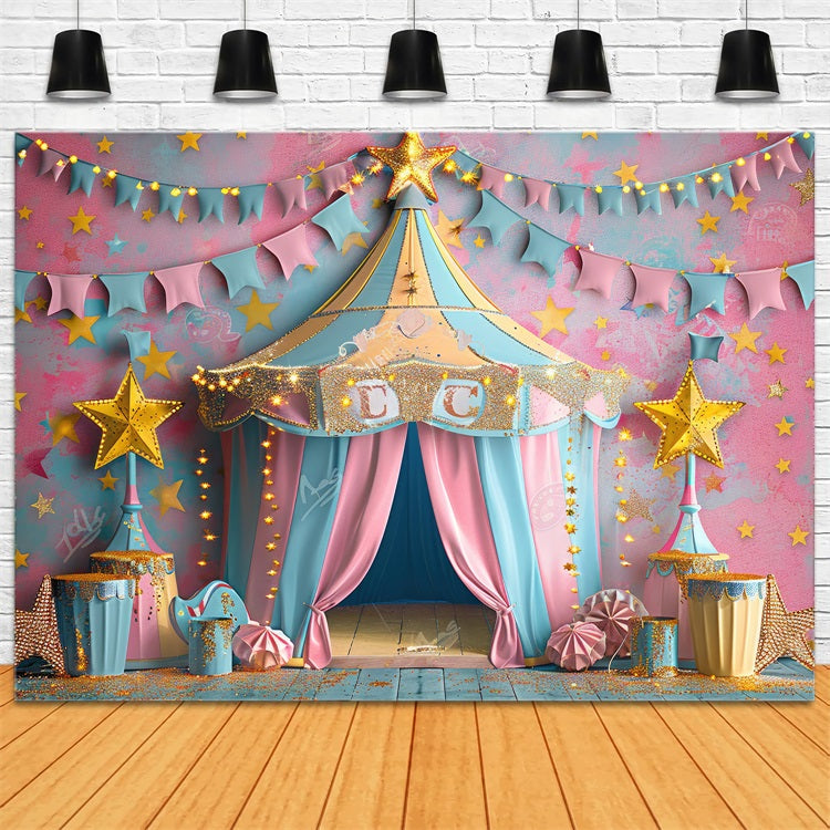 Carnival Tent Backdrop Pink Blue Starry Scene Backdrop BRP1-184