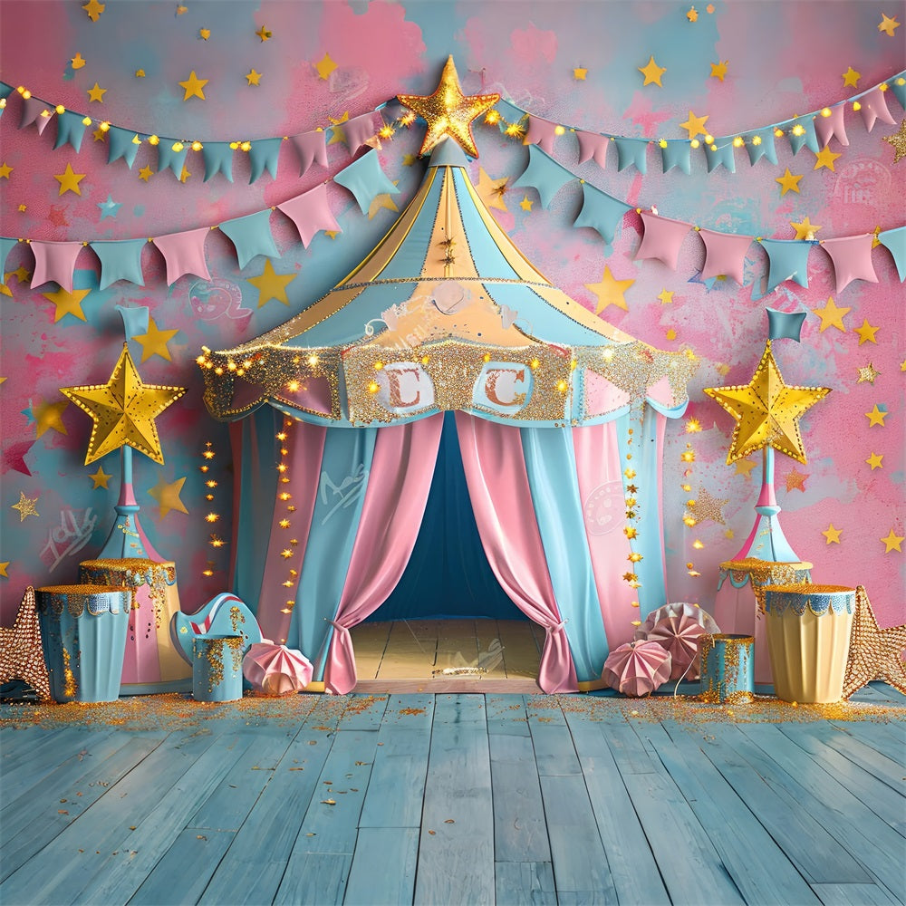 Carnival Tent Backdrop Pink Blue Starry Scene Backdrop BRP1-184