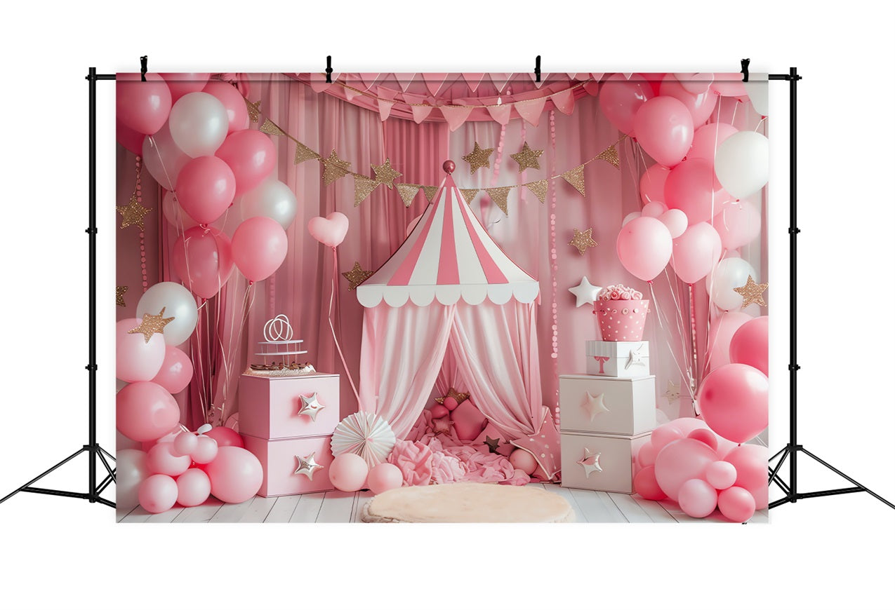 Circus Themed Backdrops Pink Carnival Glittering Stars Backdrop BRP1-185