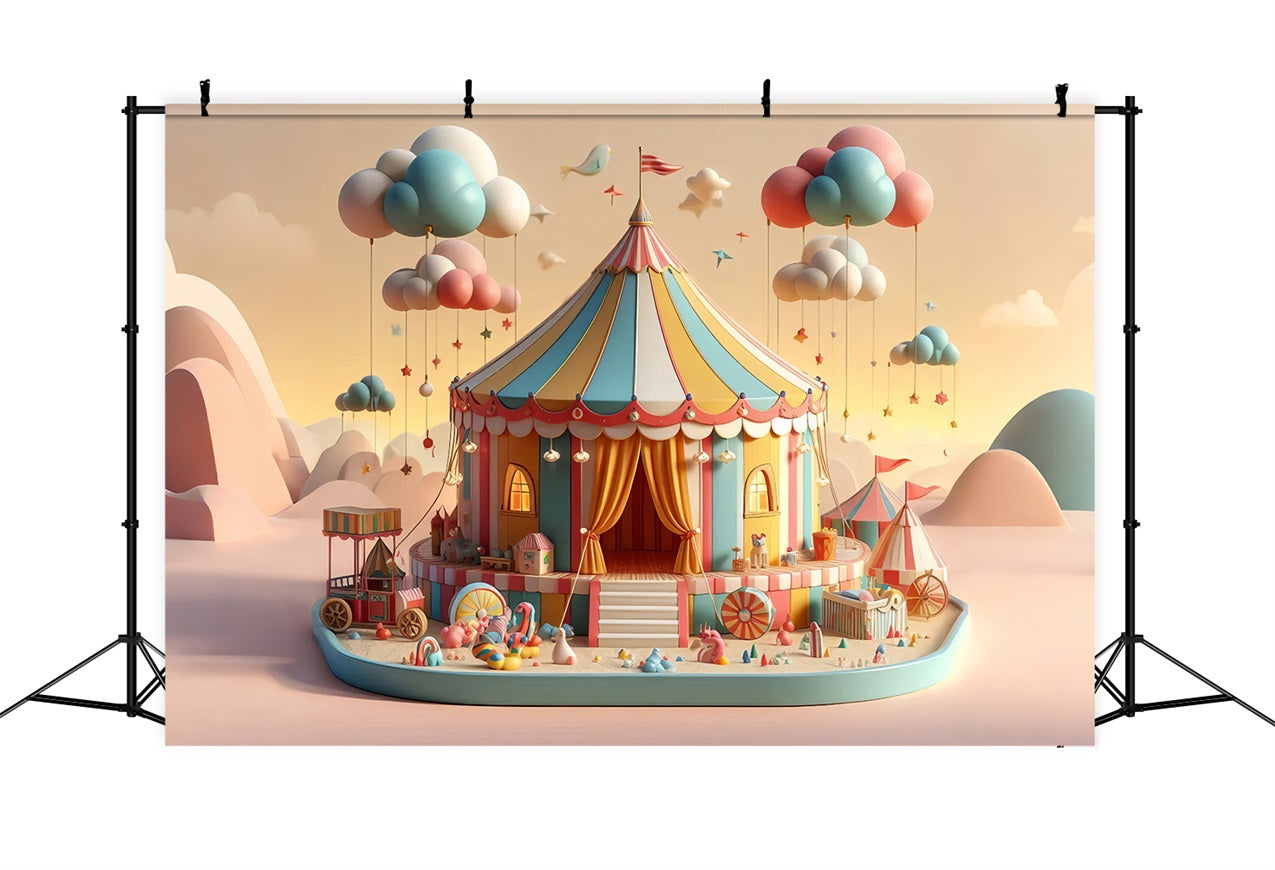 Carnival Theme Backdrop Fairytale Pastel Clouds Tent Backdrop BRP1-187