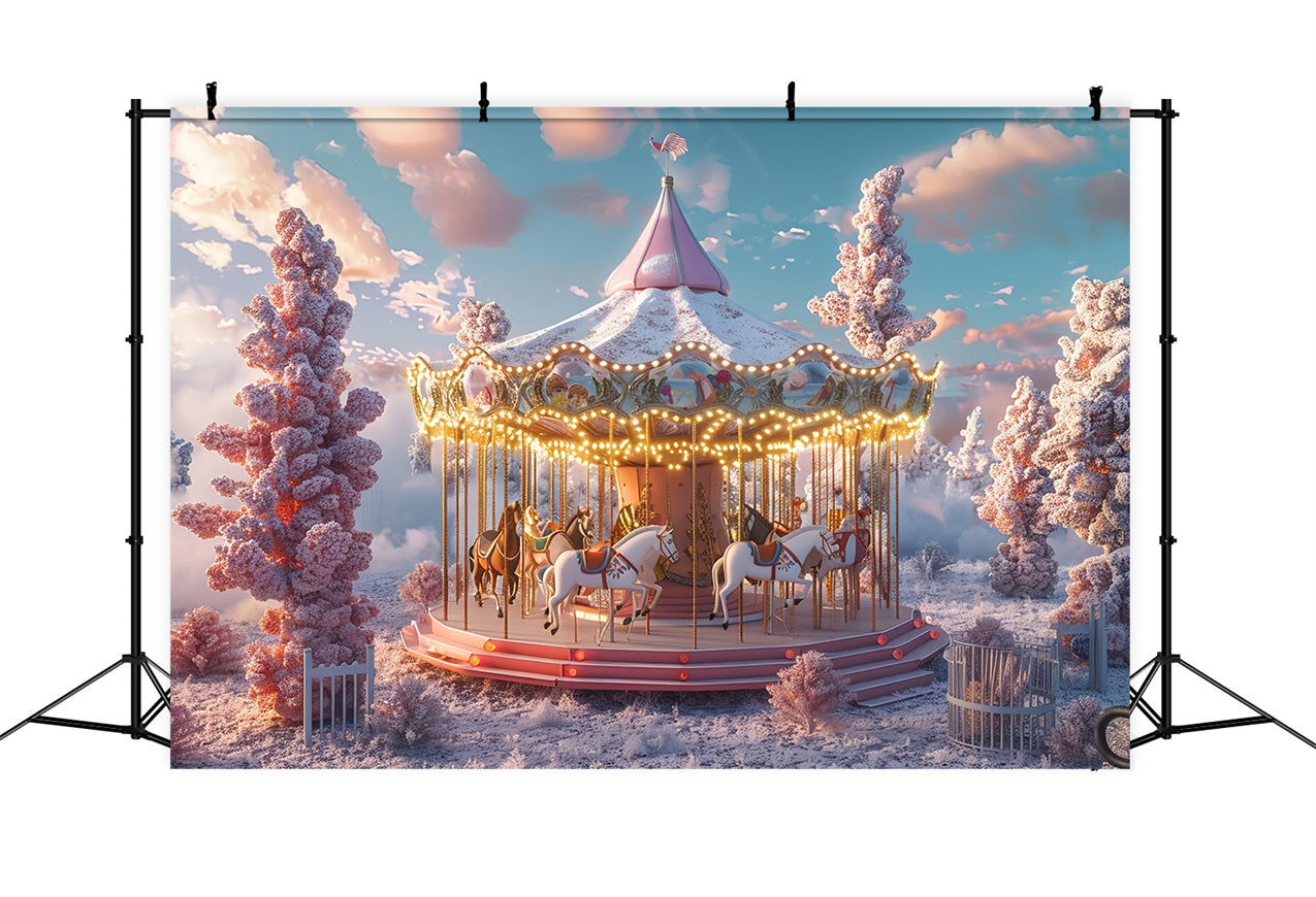 Carnival Backdrop Ideas Snowy Scene Carousel Backdrop BRP1-188