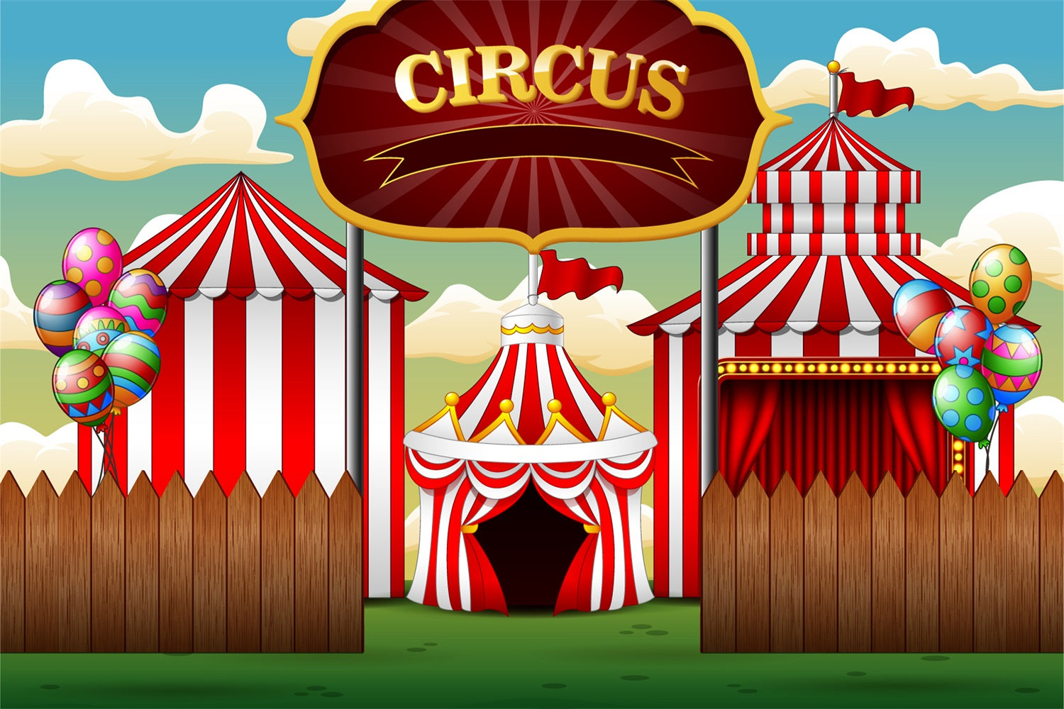 Carnival Circus Backdrop Wooden Fence Tent Photography Backdrop BRP1-189