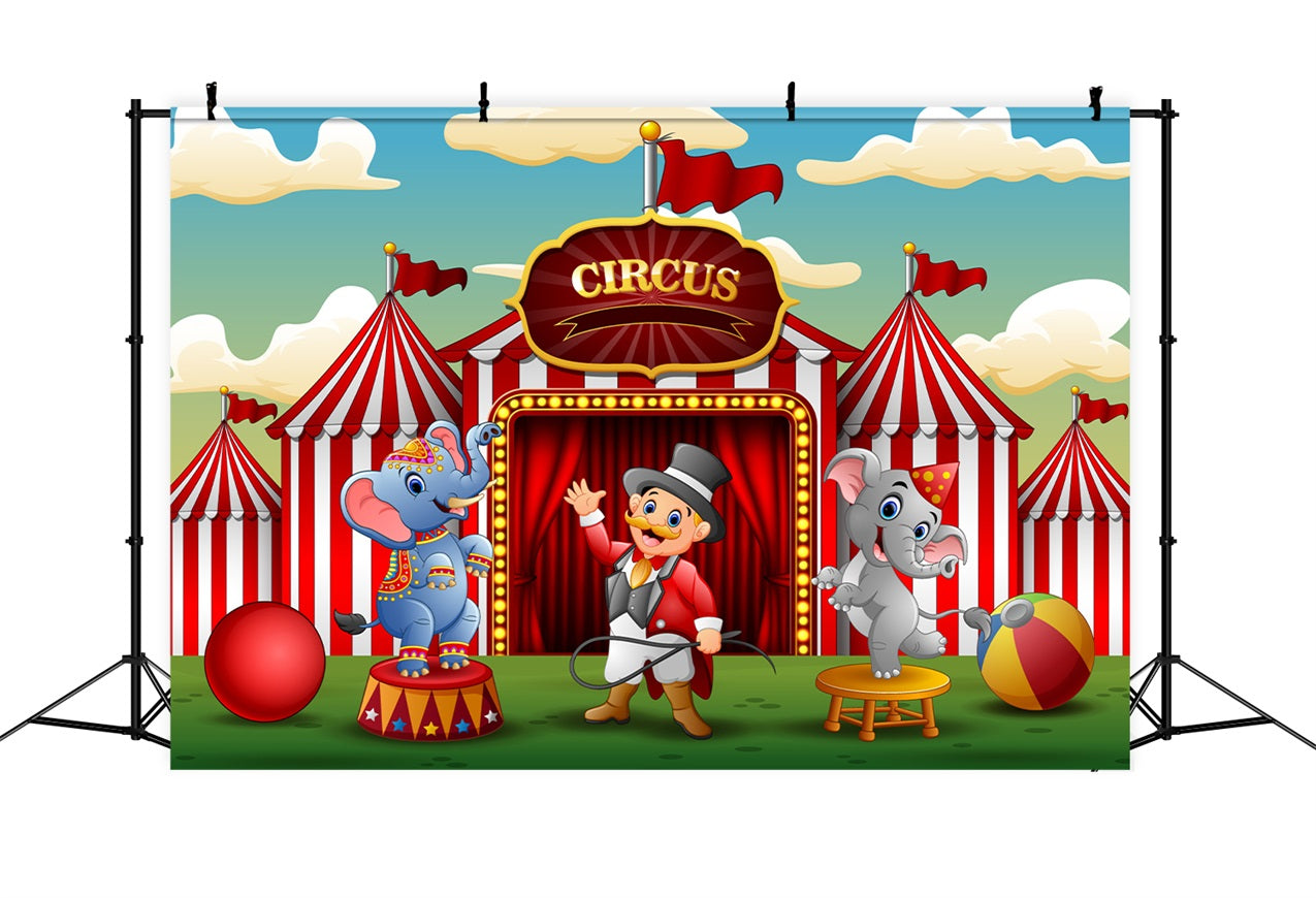 Photography Circus Backdrop Adorable Elephant Tent Carnival Backdrop BRP1-190