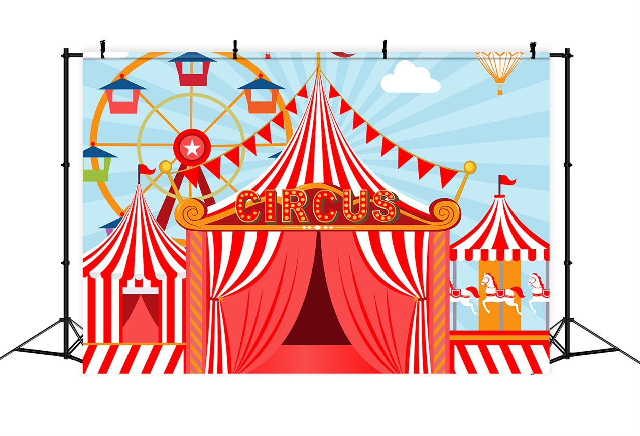 Carnival Backdrop Ferris Wheel Red Tent Classic Backdrop BRP1-192