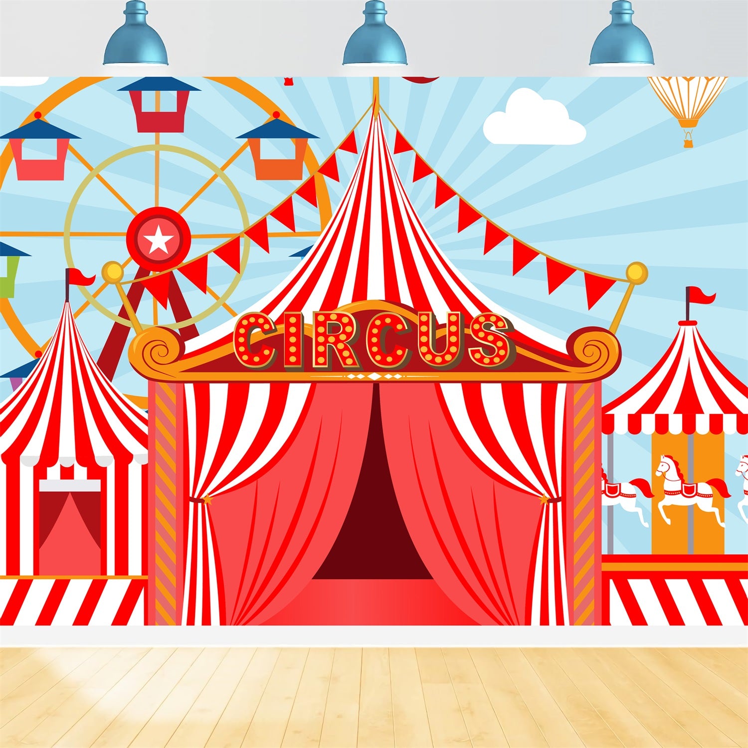 Carnival Backdrop Ferris Wheel Red Tent Classic Backdrop BRP1-192