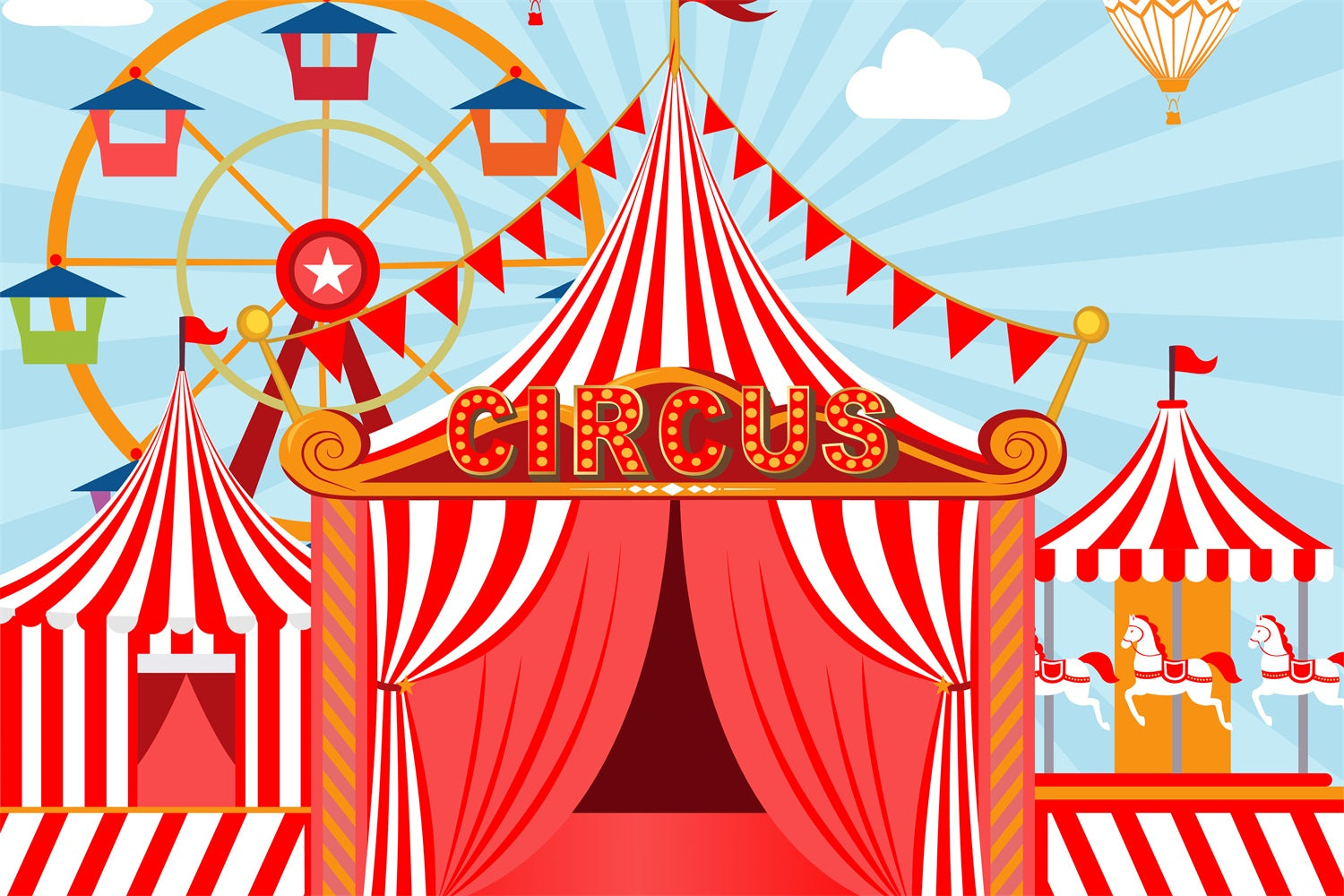 Carnival Backdrop Ferris Wheel Red Tent Classic Backdrop BRP1-192