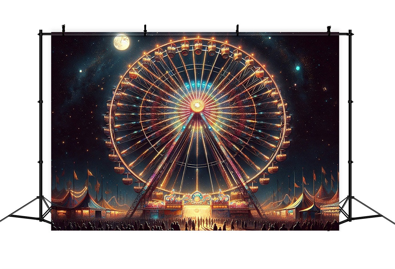 Backdrop Carnival Theme Starlit Ferris Wheel Night Backdrop BRP1-202