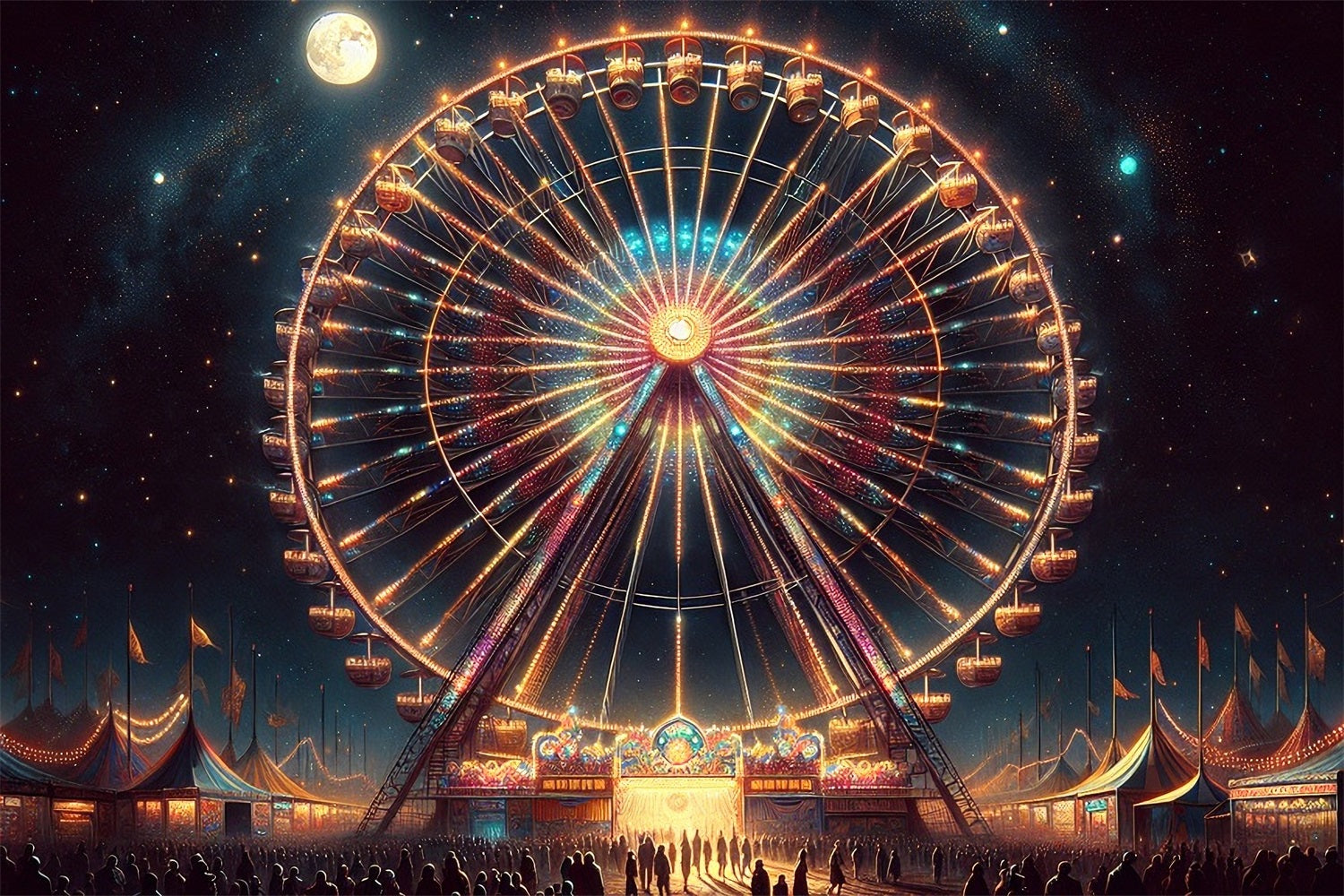 Backdrop Carnival Theme Starlit Ferris Wheel Night Backdrop BRP1-202