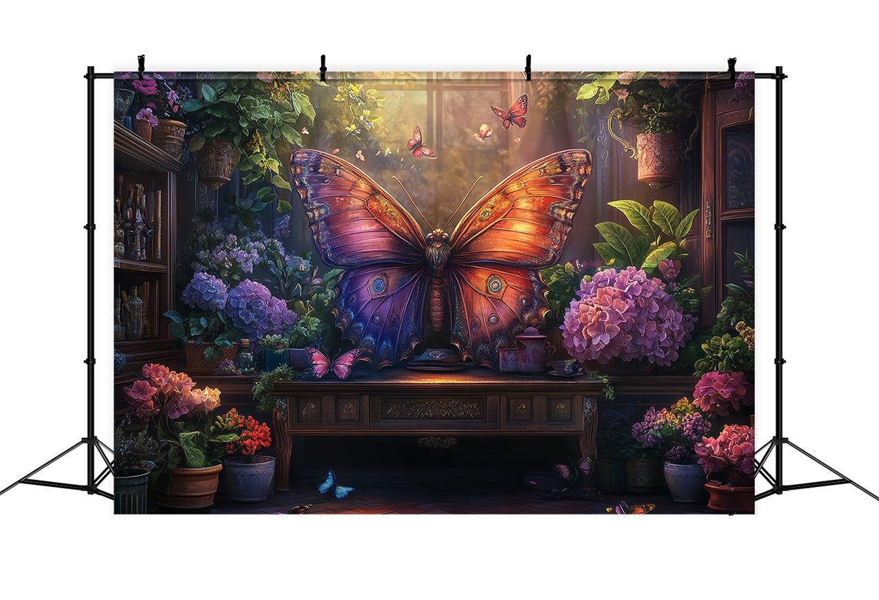 Spring Backdrop Ideas Cozy Room Butterfly Garden Backdrop BRP1-21