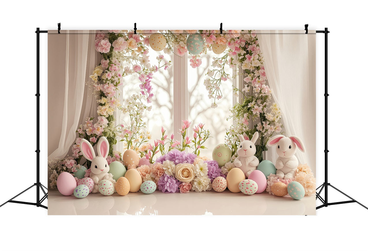 Easter Photo Backdrop Charm Window Rabbits Backdrop BRP1-213