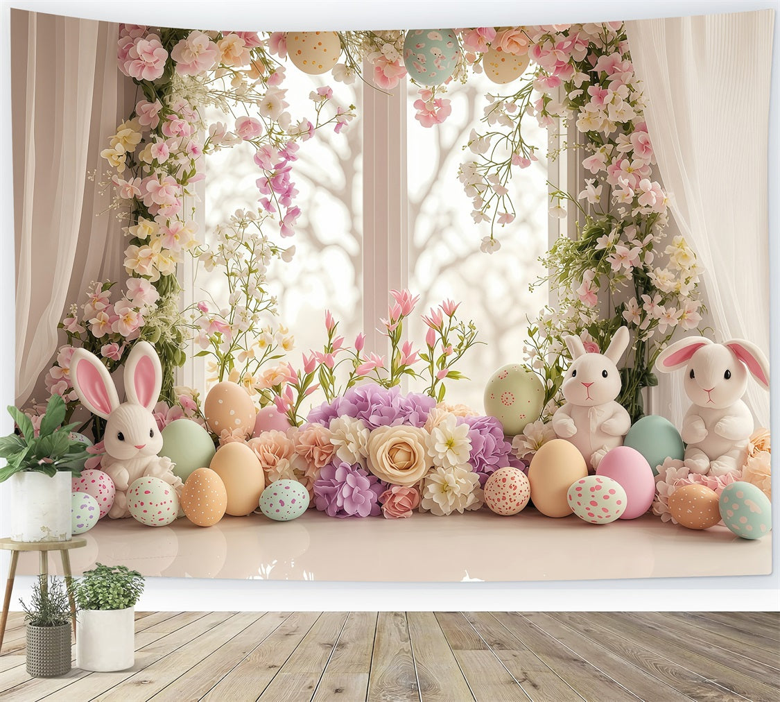 Easter Photo Backdrop Charm Window Rabbits Backdrop BRP1-213