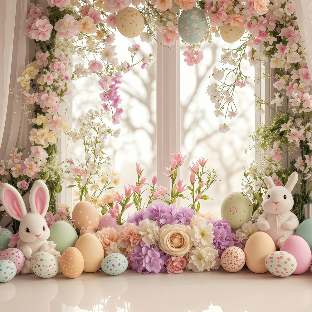 Easter Photo Backdrop Charm Window Rabbits Backdrop BRP1-213