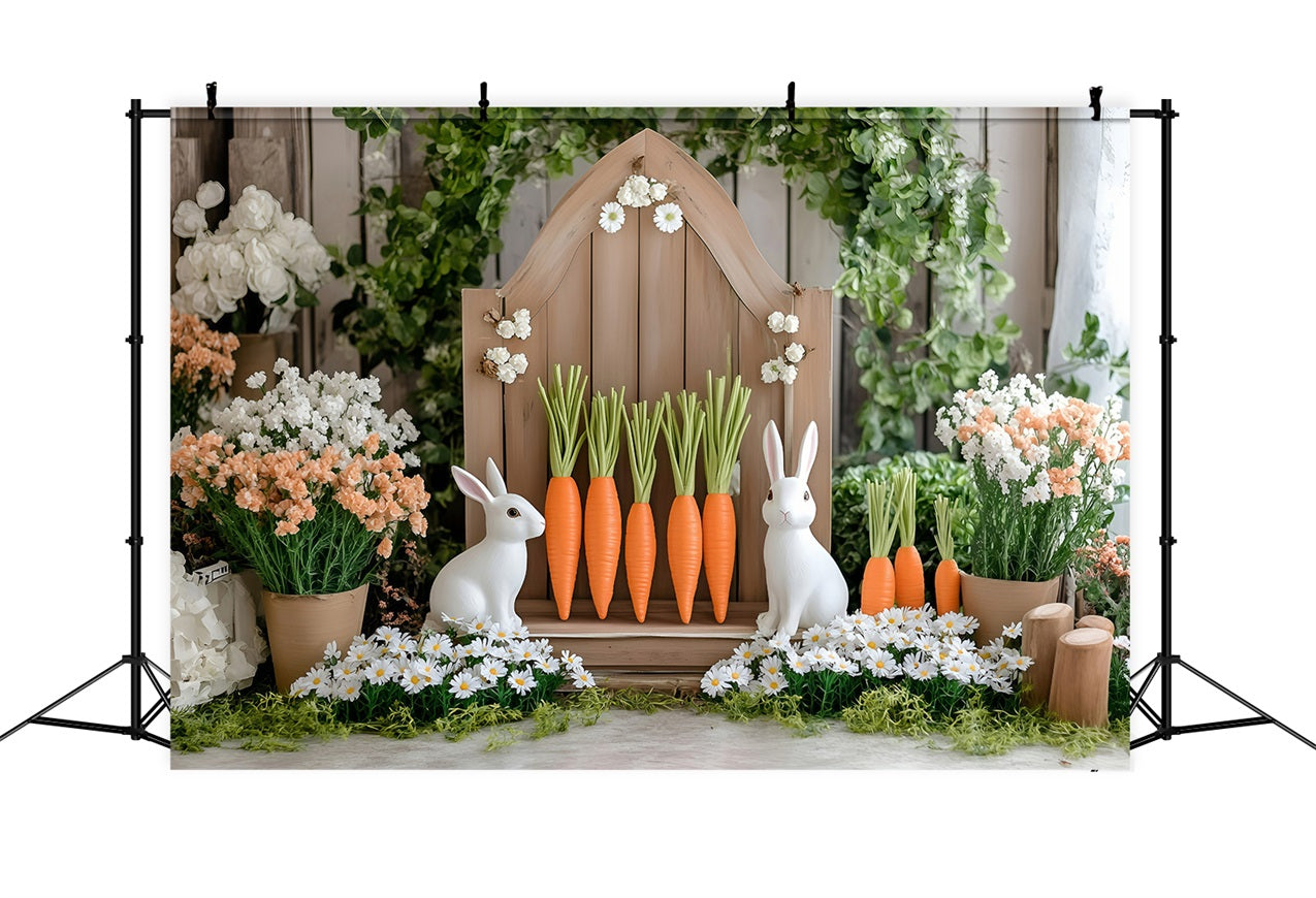 Photography Easter Backdrop Floral Bunny Carrot Stand Backdrop BRP1-214