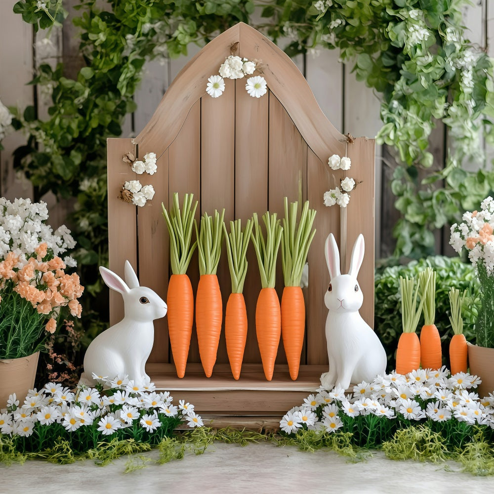 Photography Easter Backdrop Floral Bunny Carrot Stand Backdrop BRP1-214