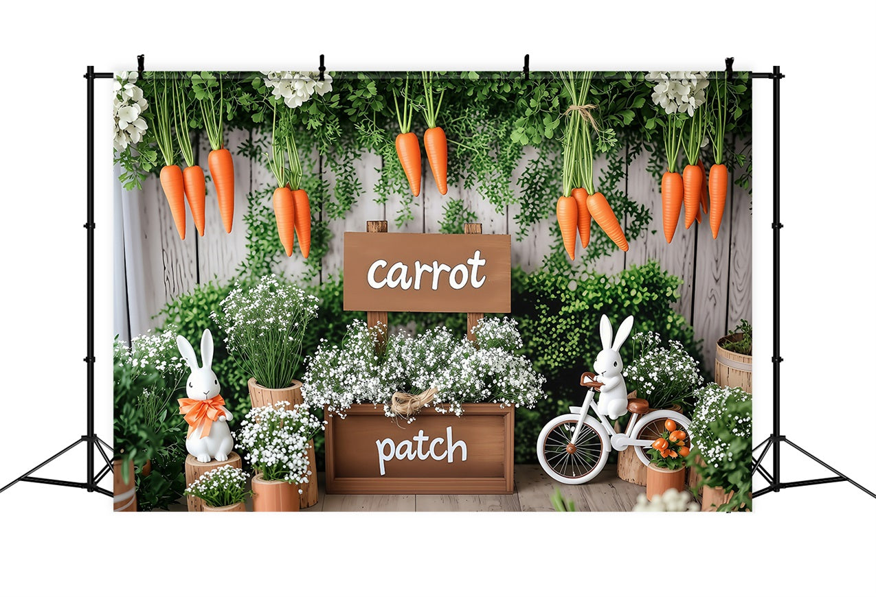 Easter Backdrops Photos Carrot Patch Greenery Setting Backdrop BRP1-215